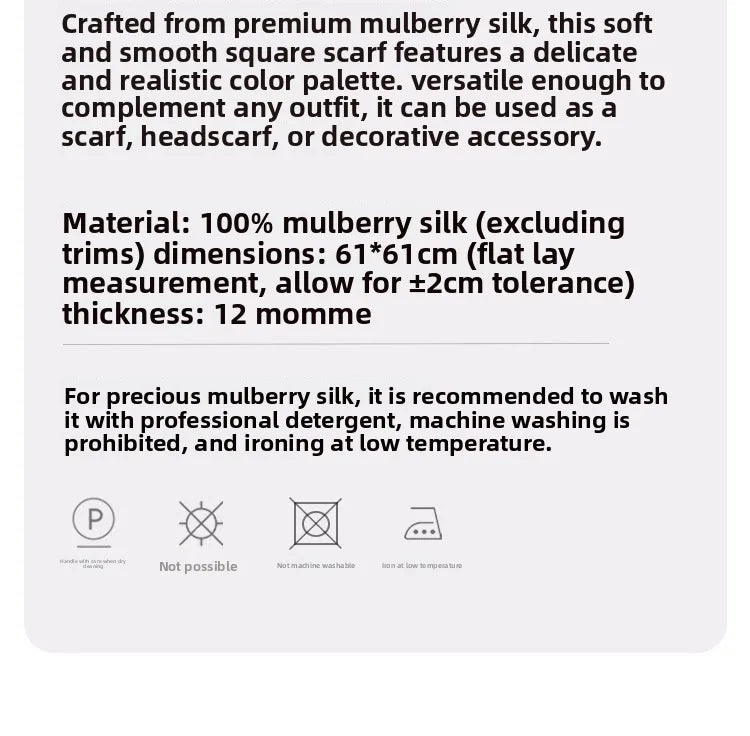 100% Mulberry Silk Square Scarf Women Animal Print Neck Scarf Soft Lightweight Neckerchief For Daily Office And Vacation Use