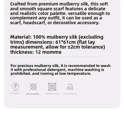 100% Mulberry Silk Square Scarf Women Animal Print Neck Scarf Soft Lightweight Neckerchief For Daily Office And Vacation Use
