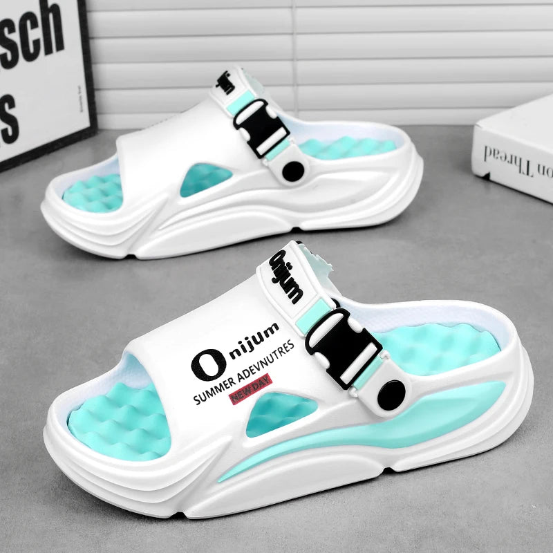 Summer Men's Massage Slippers Outdoor Sandals Beach Comfortable Indoor Slides Water Clogs Casual Shoes Men Women Home Slippers