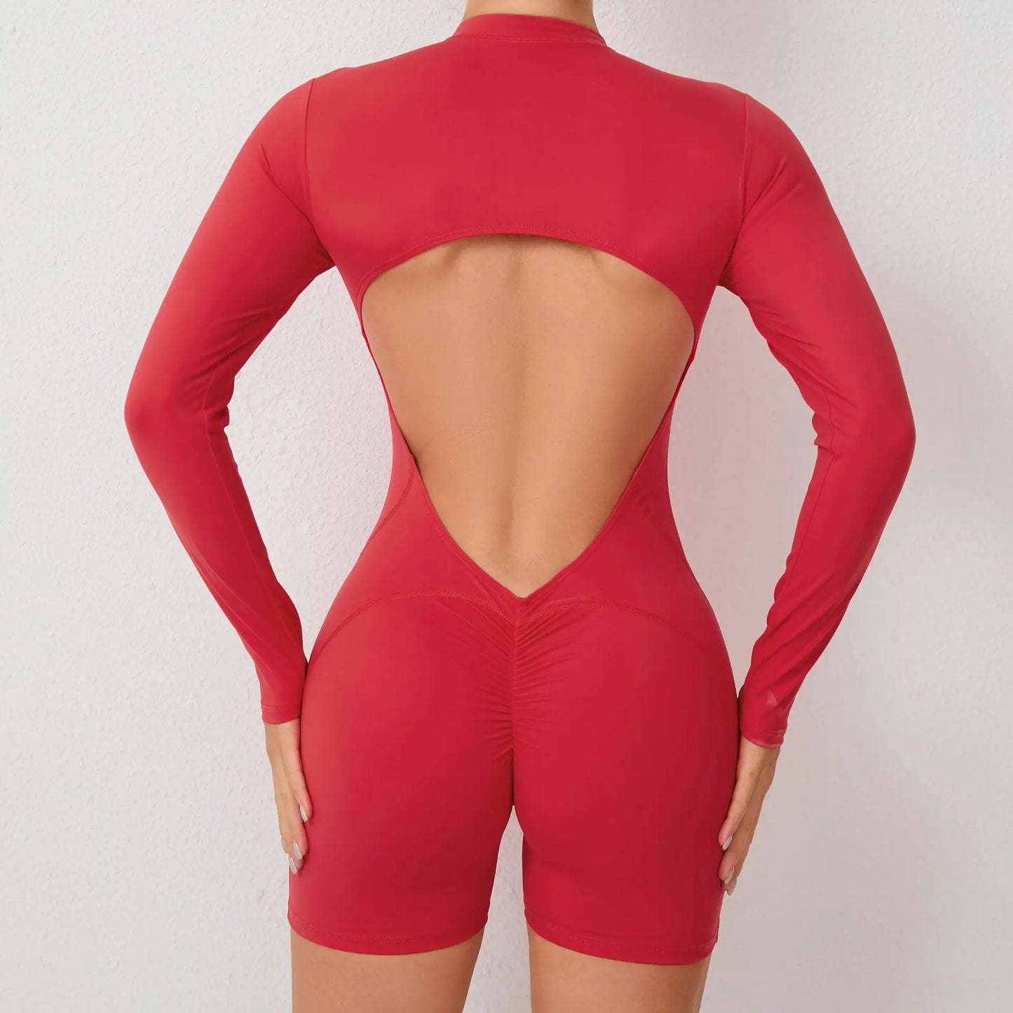 2026 Pad Zipper Long Sleeve Yoga Set Women One Piece Jumpsuit Gym Workout Shorts Fitness Bodysuit Sports Athletic Suit XP358