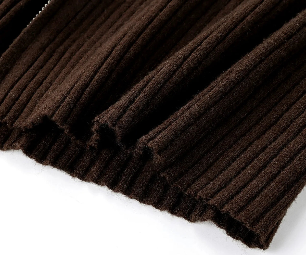 2026 Women's Autumn Winter Knit Cardigan Versatile Office Slim Flattering Cropped Zip-Up Sweater Korean Long Sleeve Outerwear