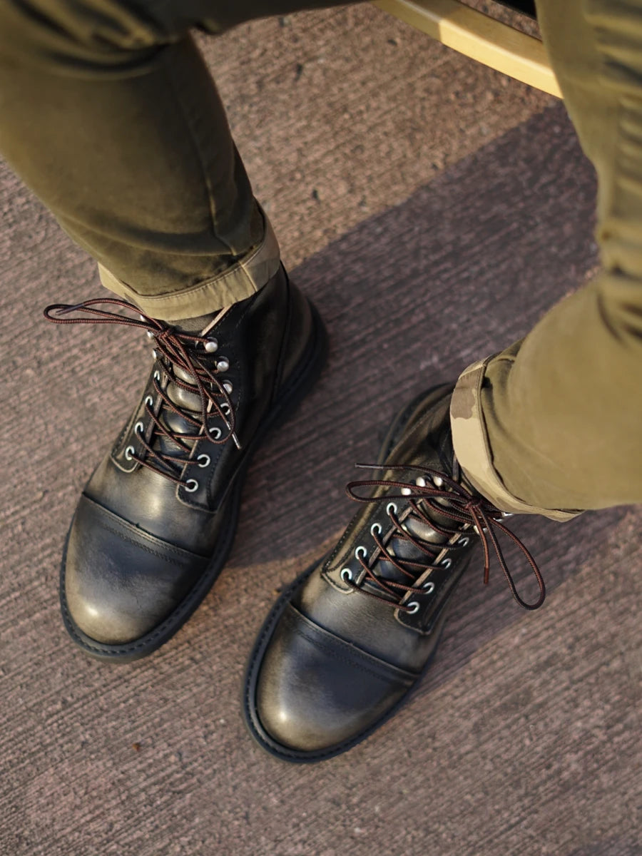 New Men's Cowhide Goodyear Welted Work Boots Durable