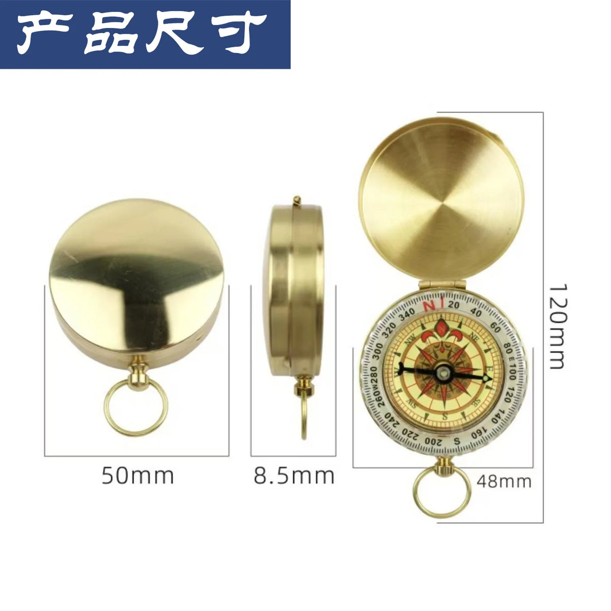 Glow-in-the-Dark Metal Pocket Compass | Camping Survival & Hiking Navigation |  Hiking Compass