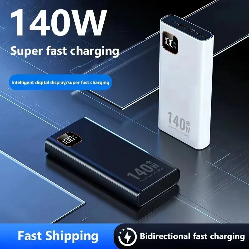 Lenovo 140W Super Fast Charging 2026 Ultra Capacity CCC Portable Charger Power Bank For IPhone Samsung 500000mAh