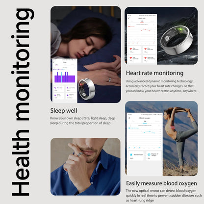 2026 New IP68 Waterproof Smart Rings for Android iOS Heart Rate Blood Pressure Sleep Monitoring Motion Tracking  Men Women Gift