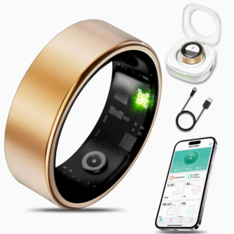 2026 New Smart Ring Heart Rate Blood Pressure Sleep Monitoring Motion Tracking IP68 Waterproof Men Women Smart Ring Holiday Gift