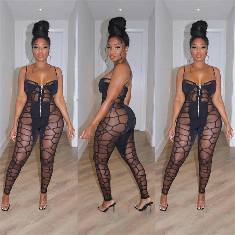 Sexy Spaghetti Strap Plaid Print Strapless Jumpsuit Women Club Party Night Bodycon Jumpsuits and Rompers One Pieces Club Outfits