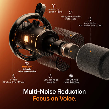 MAONO PD200W Wireless USB XLR Microphone Dynamic Microphone for PC 48kHz/24bit 82dB for Podcast Live Streaming Audio Recording