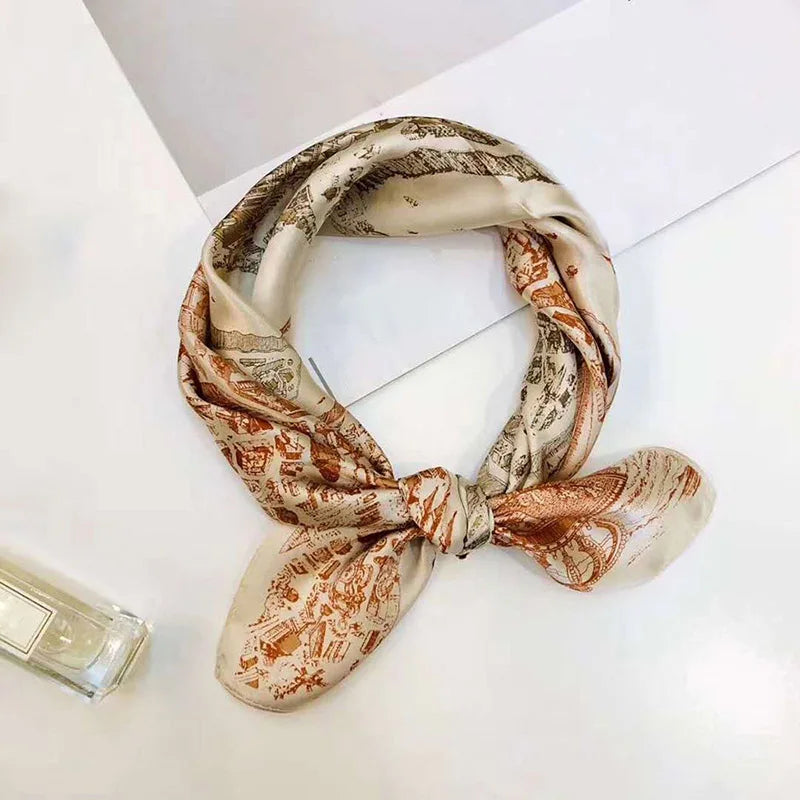 Silk Scarf For Bag Lady Neck Tie 100% Silk Scarf Luxury Brand Print Flower Stripe Plaid Dot Bandana Hair Tie Handkerchief Gifts