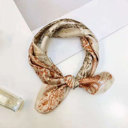 Silk Scarf For Bag Lady Neck Tie 100% Silk Scarf Luxury Brand Print Flower Stripe Plaid Dot Bandana Hair Tie Handkerchief Gifts