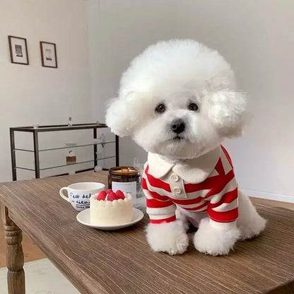 Summer Polo Shirt for Dogs Puppy Clothes Bichon Frise Chihuahua Stripe Dog Sweatshirt Dog Cooling Vest for Small and Medium Dogs