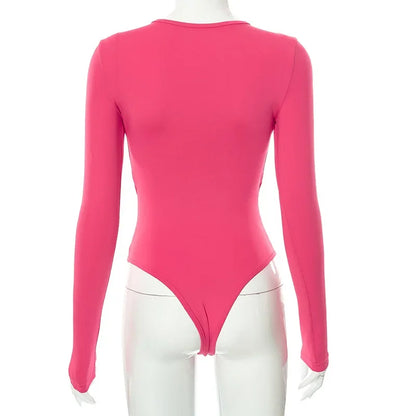 Summer New Women's Jumpsuit Solid Color Cross Hollow Long Sleeve Revealed Waist Slimming Smooths Your Silhouette