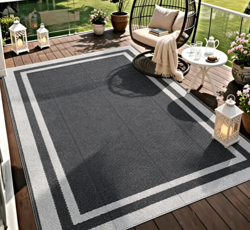 Outdoor Carpets Reversible Plastic Straw Patio Rugs Woven Carpets Family Picnic Mats Home Decoration