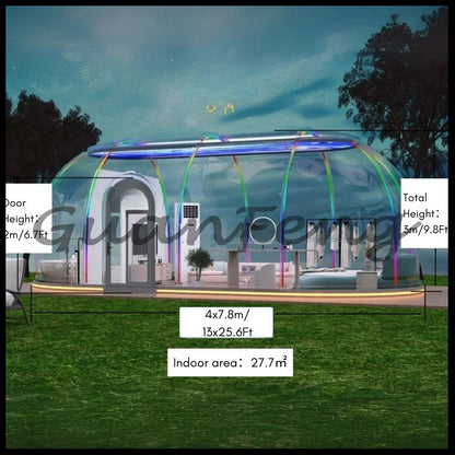 7.8M Luxury Transparent PC Starry Geodesic Dome Tent, Round Clear Igloo Cabin For Resort Hotel Catering And Celebration Events