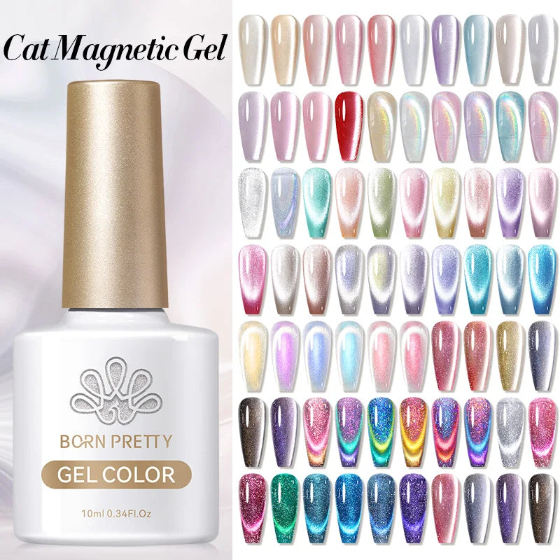 BORN PRETTY 10ml Cat Magnetic Gel Nail Polish Moonlight Glass Bead Water Light Crystal Soak Off UV Varnish For DIY Nail Art