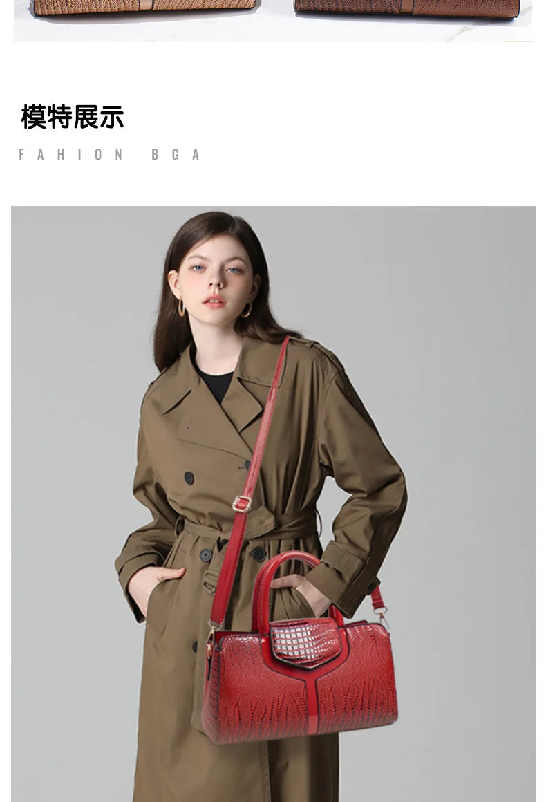 2025 Fashion New Crocodile Pattern Handbag Women'S Large Capacity Shoulder Bag Classic Retro Crossbody Bag Commuter Tote Bag