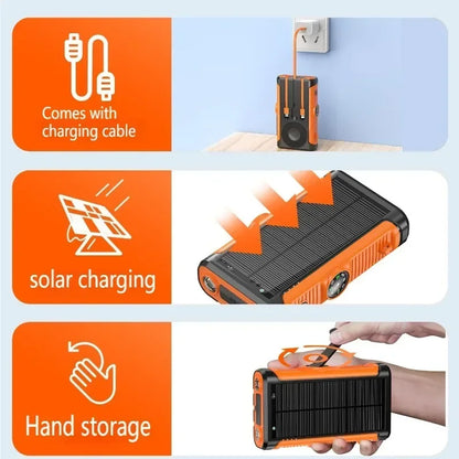 50000mAh Solar Power Bank 22.5W Magnetic Wireless Charging Camping Powerbank with Cables External Battery for IPhone Magsafe