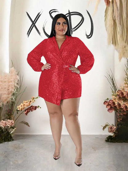 Jumpsuits Women Elegant Luxury Plus Size Party Ladies Long Sleeve Jumpsuit with Sequins 3xl 4xl 5xl Sexy Evening Woman Jumpsuit