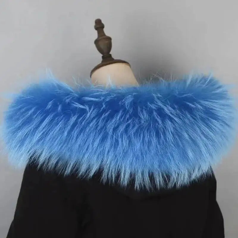 Raccoon Fur Collar Real Fur Down Jacket Parka Fur Collar Natural Fur Hood Trim Fur For Women Warm Wraps Furry Fur Scarf for Coat