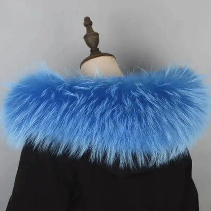 Raccoon Fur Collar Real Fur Down Jacket Parka Fur Collar Natural Fur Hood Trim Fur For Women Warm Wraps Furry Fur Scarf for Coat