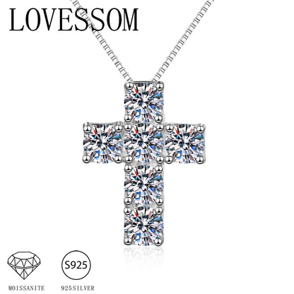 A 925 Silver 3 Carat Moissanite Cross Personality Fashion Simple Men's and Women's High Quality Pendant Necklace