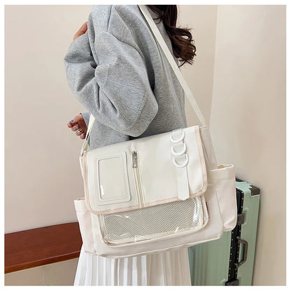 Y2K Japanese Harajuku School Bags for Girls New Transparent Itabag Crossbody Bag DIY Badges Display Plate Ita Bag