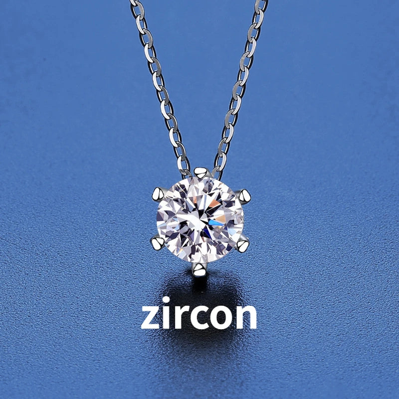JoyceJelly 1CT VVS D Moissanite Necklace For Women Six Prong Simulated Diamond Pendant 925 Sterling Silver Wedding Fine Jewelry