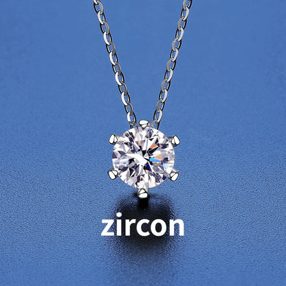 JoyceJelly 1CT VVS D Moissanite Necklace For Women Six Prong Simulated Diamond Pendant 925 Sterling Silver Wedding Fine Jewelry