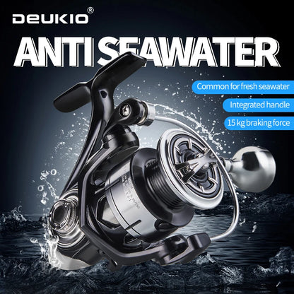 DEUKIO New Arrival Saltwater Fishing Reel Spinning Reels 2000-7000 3+1BB 5.2:1 Max Drag 15KG Water-Proof Reels
