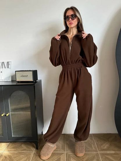 Sports and Leisure Contrast Color Jumpsuit Fashion Trend Street Jumpsuit Women’s Suit New Women Clothing
