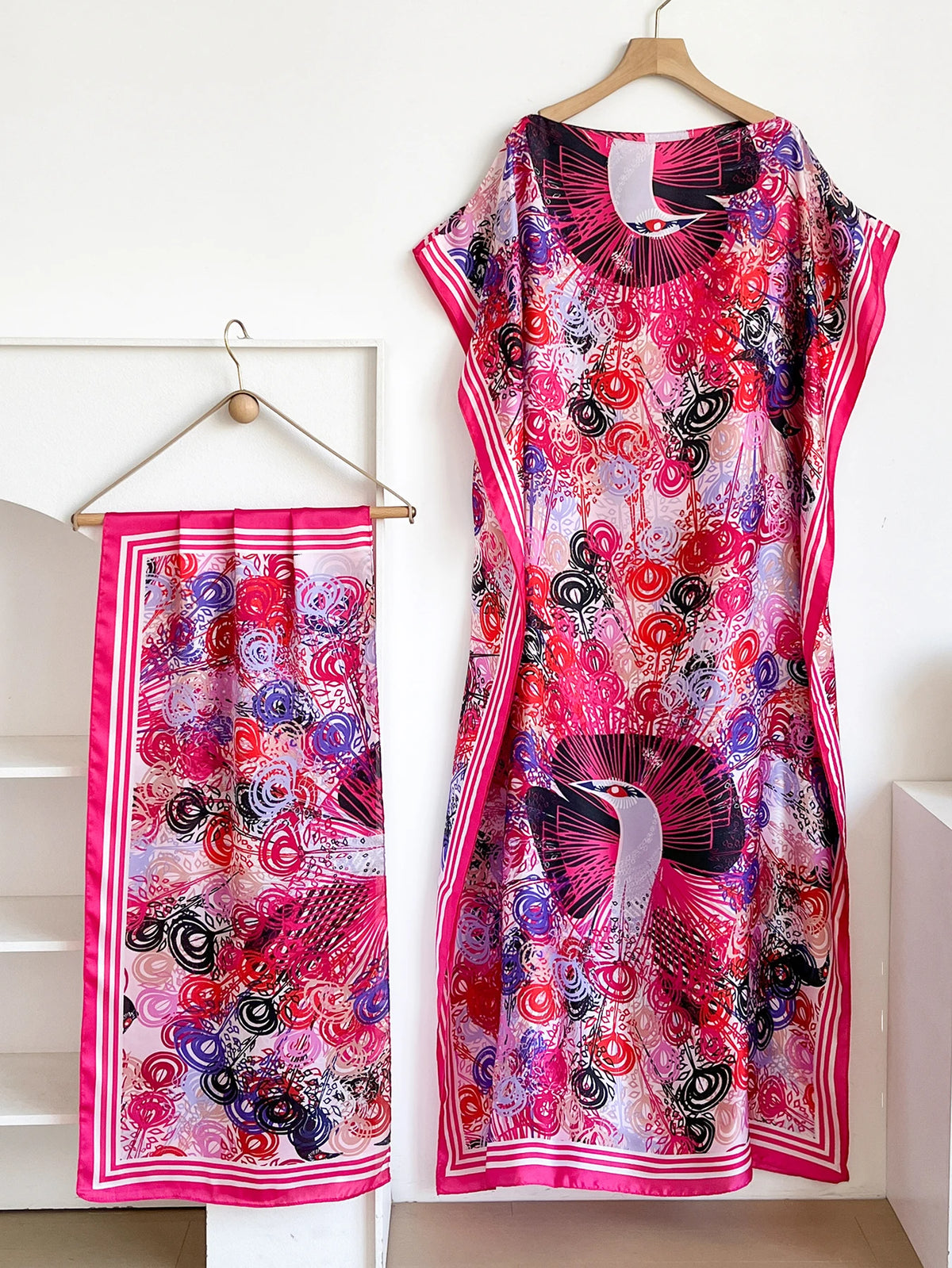 Elegant Printed Silk African Shawl Summer Fashion Long Hijab Kaftan Dress Oversize Muslim Lady Kuwait Abaya Scarf for Women