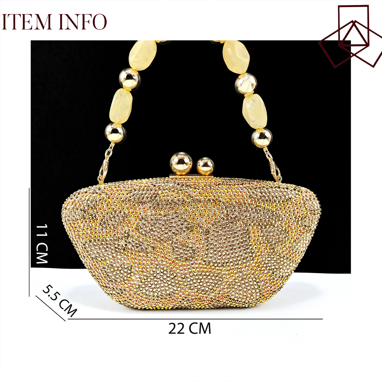 Nigeria Design Open Toe High Heels & Bag Set Gold Color Blocking Hot Rhinestones Fashion Sexy High Heels