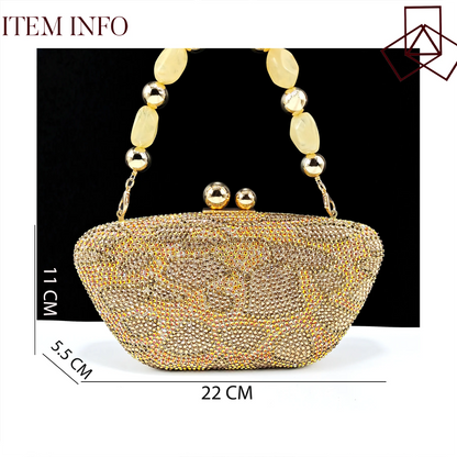 Nigeria Design Open Toe High Heels & Bag Set Gold Color Blocking Hot Rhinestones Fashion Sexy High Heels