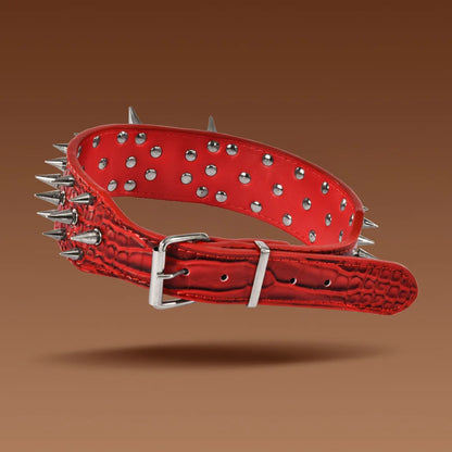 5CM Wide Spiked Studded Dog Collar Anti-Bite PU Leather Pet Collar for Large Dogs Pitbull Mastiff Pet Supplies Accessories