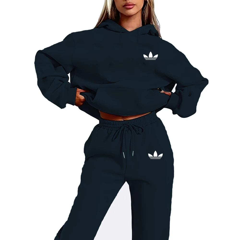 Women Tracksuit Autumn Winter Hoodies Trousers 2PCS Suit Sports Jogging Street High Quality Clothes Pants Sets Casual Fitness