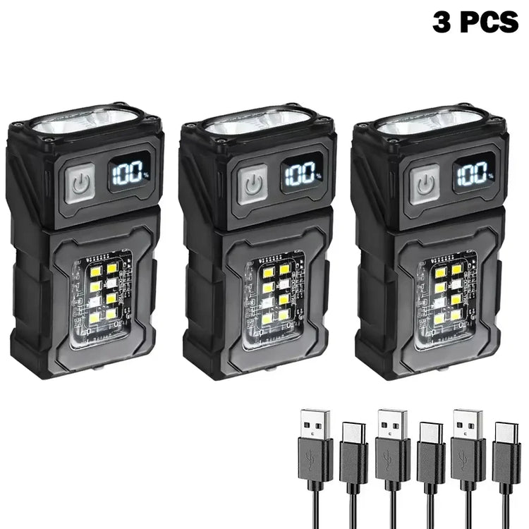Tactical Portable Work Light EDC Flashlight Tool Mini LED Flashlight Outdoor Camping Hiking Tool MOLLE Flash Light Rechargeable