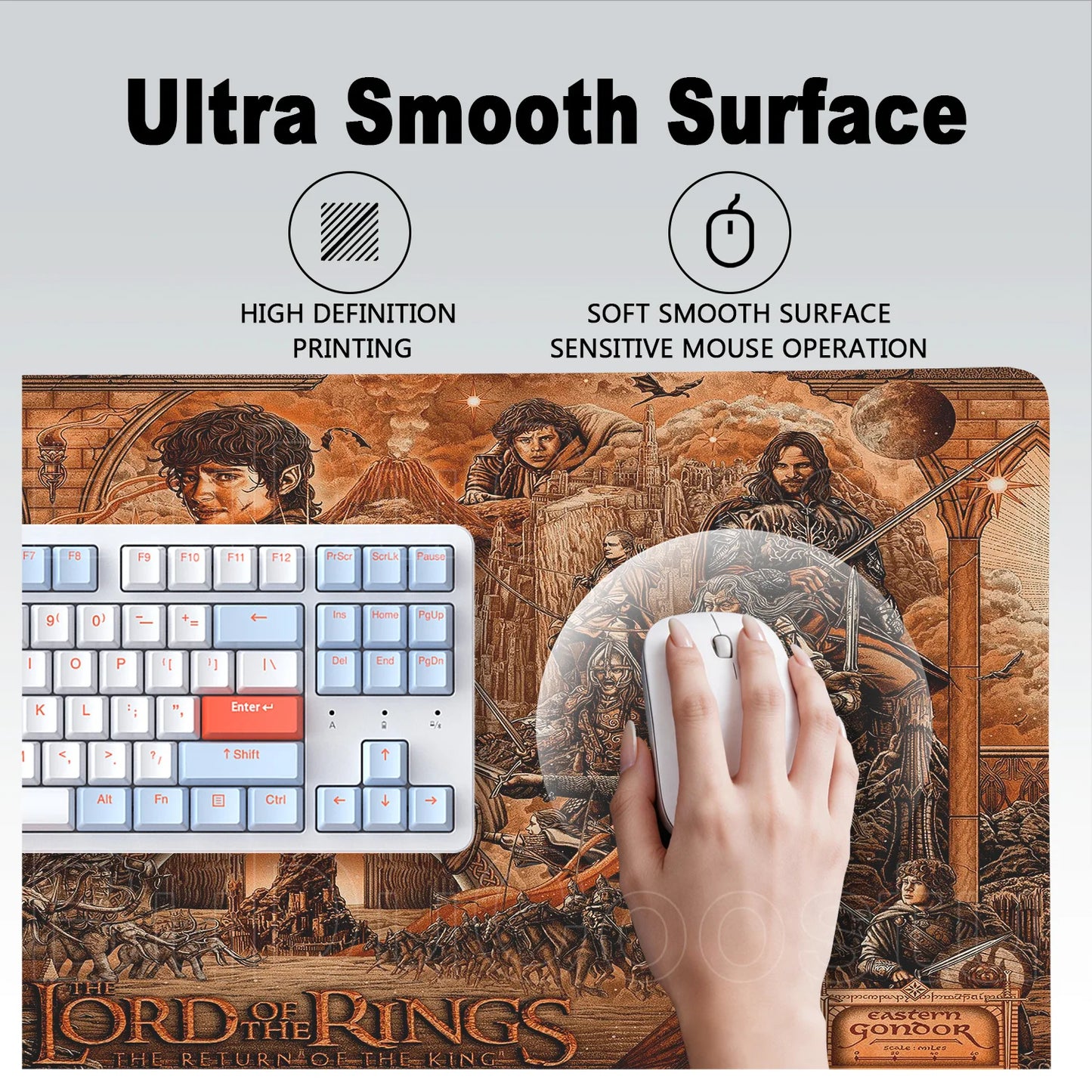 Washable Gaming Mouse Pad L-lord of the Rings PC Table Decoration Carpet XXL Gamer Stitch Edge Rubber Mice Mat Gadgets Keyboards