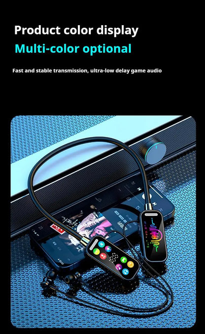 Long Battery Life HiFi Sound Bluetooth 5.4 Earphones with HD Mic Earbuds Wireless Headphones Sports Gaming Neck-hanging Headsets