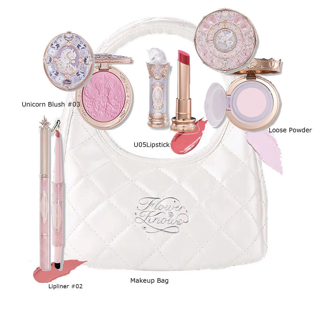 Flower Knows Makeup Set Box Full Swan Bear Garden Collection Embossed Blush Shine Lipstick Kit Foundation  All in Maquiagem Kit