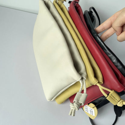 Sheepskin Drawstring Cloud Bag 2025 Summer New Design Soft Genuine Leather Handbag Shoulder Bag Fashionable Women Crossbody Bag
