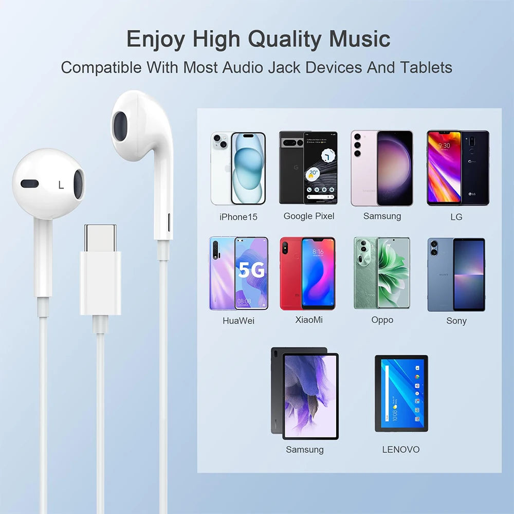 Original Headphones For Apple iPhone 16 15 14 13 11 12 Pro Max Plus In-ear Lightning USB C Wired Bluetooth Earphones Accessories