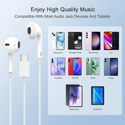 Original Headphones For Apple iPhone 16 15 14 13 11 12 Pro Max Plus In-ear Lightning USB C Wired Bluetooth Earphones Accessories
