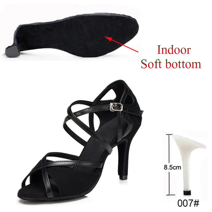 Latin Shoes Salsa Tango Ballroom Party Sports Women's Shoes Red Black Girls High Heel Summer Sandals Outdoor Women's Dance Shoes