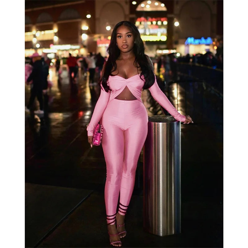 Sexy Off the Shoulder Birthday Jumpsuit for Women Night Club Outfit Party Hollow Out Ruched Skinny Long Sleeve Rompers Full Body