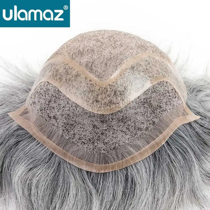 Toupee French Lace In Front Wigs For Man Mono Lace Men's Hair Prosthesis Men's Wigs Human Hair Mono PU Wig Male Hair Prosthesis