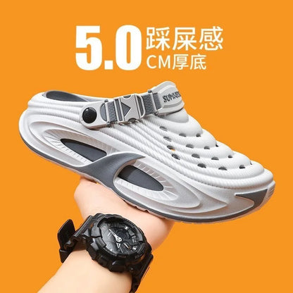 Mens Summer Clogs  Thick Sole Outdoor Beach Slides Non-slip Closed Toe Slippers For Men Women Driving Shoes Breathable Outdoor