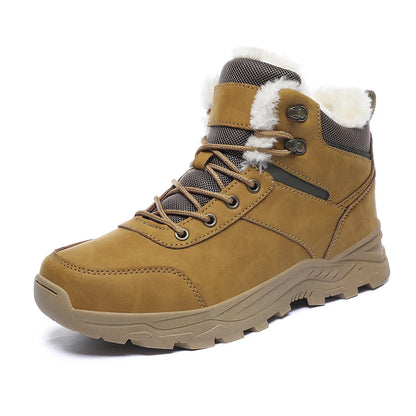 Mens Snow Boots 2026 New Winter High Top Thick-Soled Outdoor Anti Slip Mountaineering Shoes Comfortable Warm Plush Ankle Boots