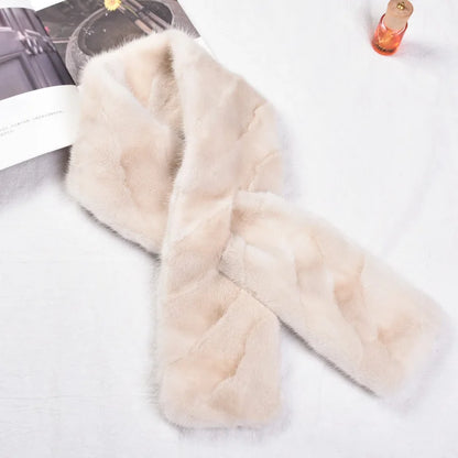 Besfilin Genuine Real Mink Fur Unisex Scarf Double-Sided Solid Color Patchwork Warmth for Men And Women Spring Autumn Winter