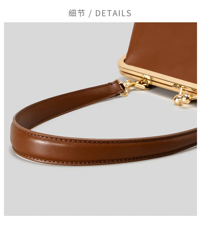 Fashion Large Kisslock Clutch Bag for Women Designer Clip Shell Women Shoulder Bags Luxury Soft Pu Leather Pink Color Handbags