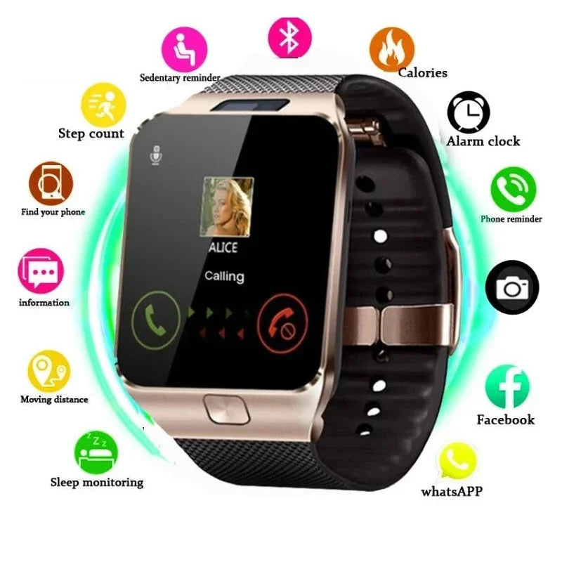New Watches Mens 2025 Sport Watch Electronic Clock Support TF SIM Card Camera SMS Call Women Smartwatch for Android Phone